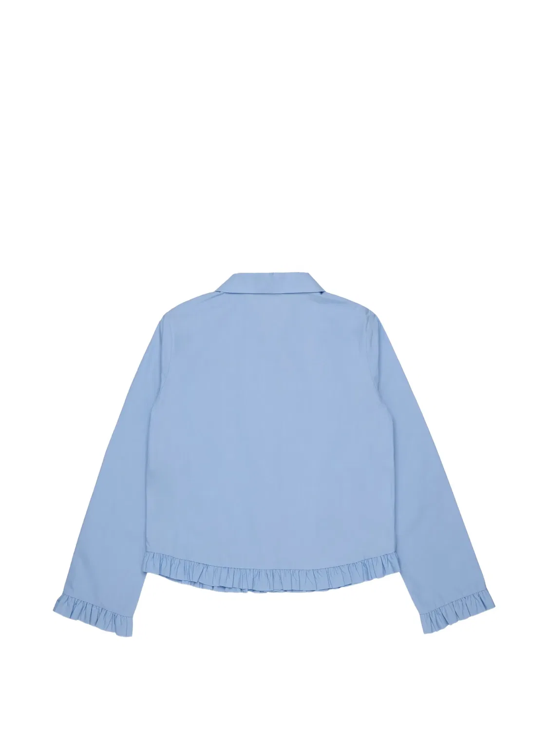 Футболка с вышитым логотипом и оборками Marni Kids, синий — фото 2