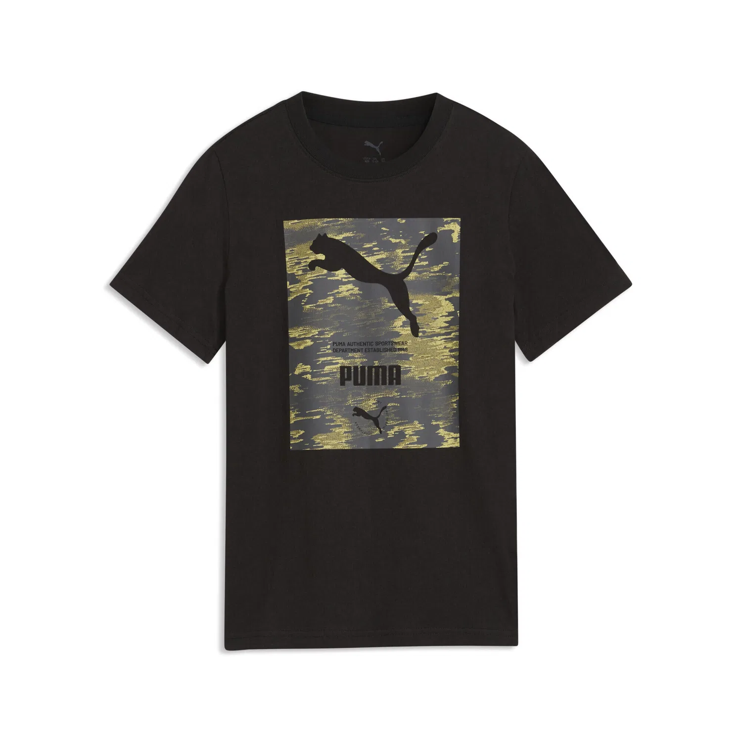 Детская футболка с камуфляжным принтом Sport Camo Graphic Puma, Черная