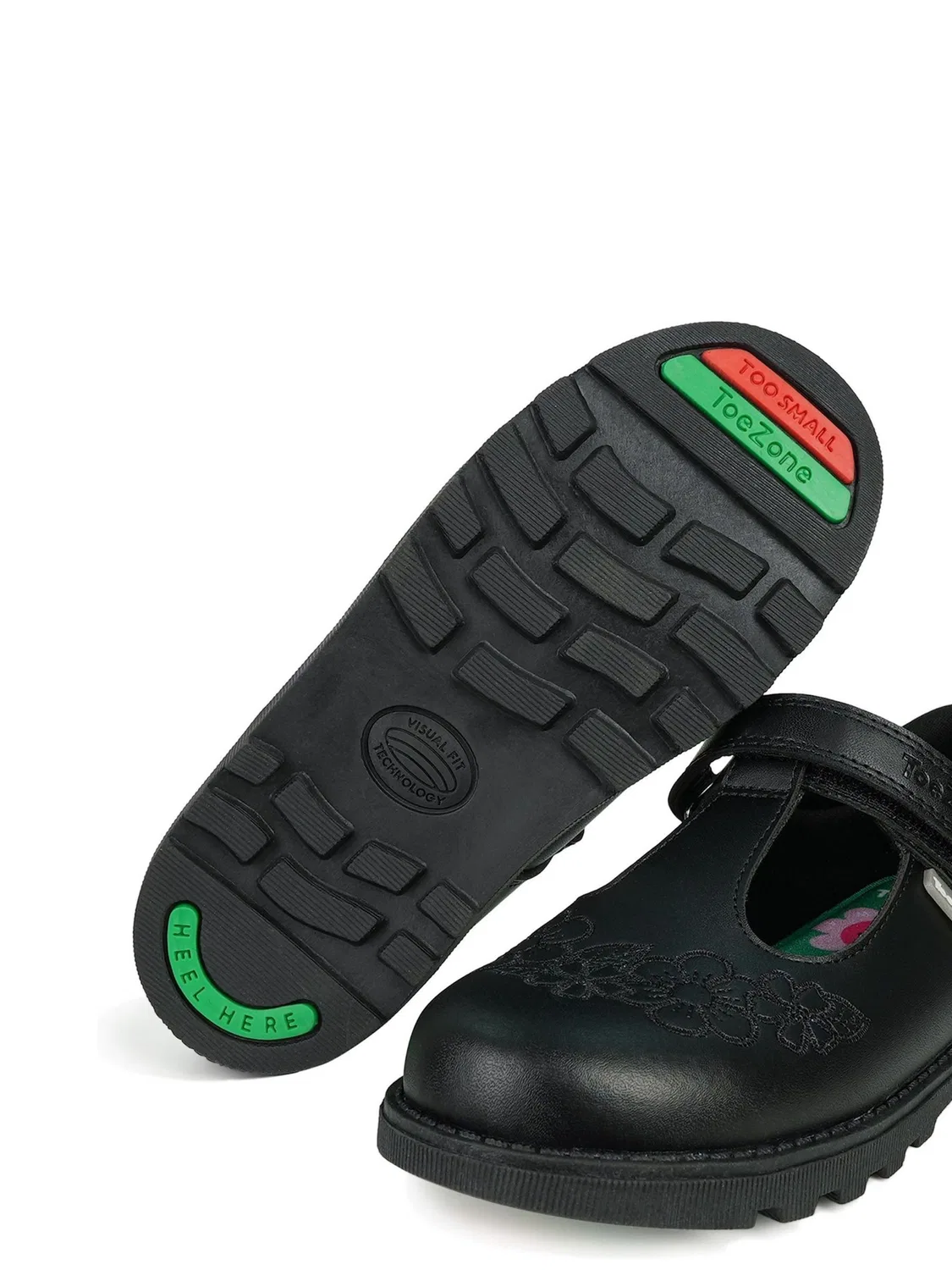 Туфли школьные с цветочным принтом Toezone, черный — фото 4