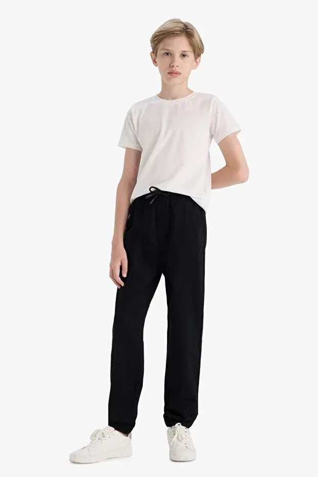 Детские брюки для мальчиков из габардина Jogger fit gabardine trousers for boys Defacto, Черный — фото 2