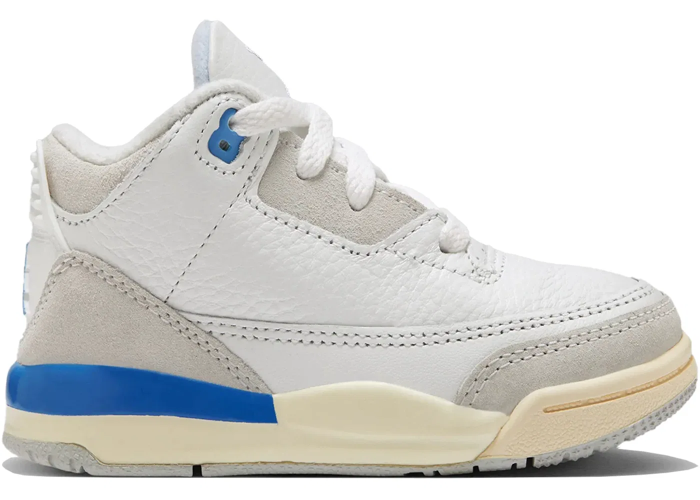 Детские кроссовки с цветовой гаммой Jordan 3 Retro Lucky Shorts Jordan, Summit White/Hydrogen Blue/Legend Blue/Photon Dust/Pure Platinum/Sail