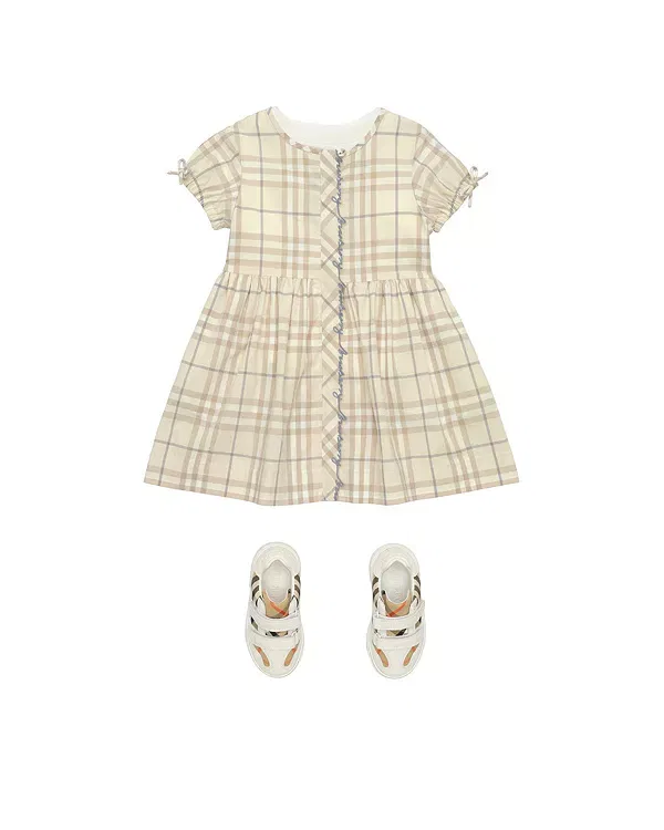 Детское платье для девочек хлопковое Burberry, Sesame Beige — фото 2