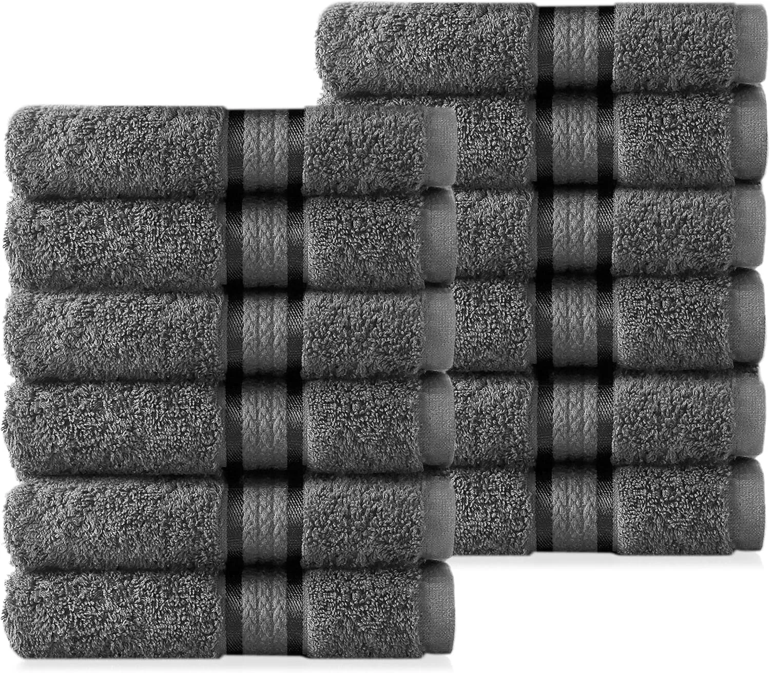 Махровая салфетка для лица Cotton Craft, набор 12 шт, 30.5x30.5 см, Charcoal