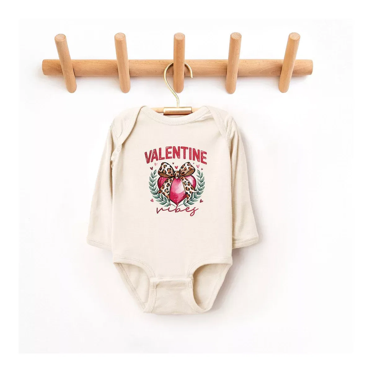 Детское боди с длинным рукавом Coquette Valentine Vibes The Juniper Shop, Natural