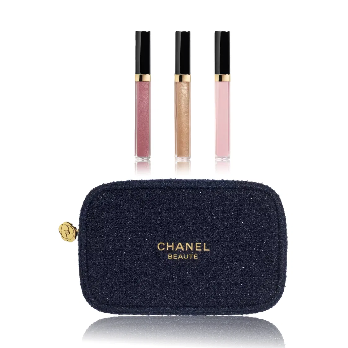Женский набор косметики для губ с блеском и помадой, 3 предмета, CHANEL, Black