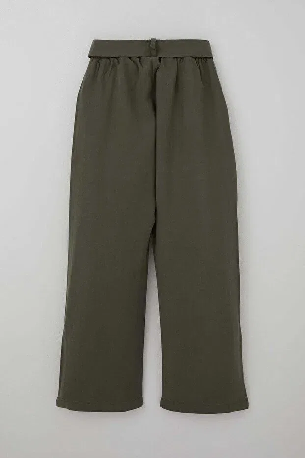 Детские брюки для девочек прямого кроя Breeze, Dark Khaki Green — фото 4