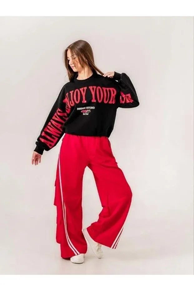 Детские свитшот для девочек с принтом Enjoy Printed 2 Thread Zekids, Syh Krmz