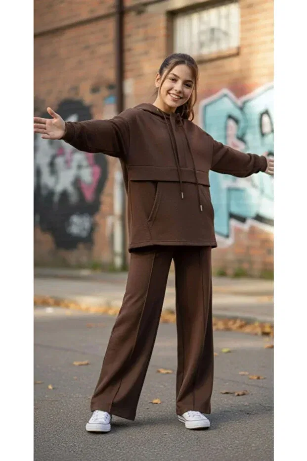 Детский комплект из туники и брюк хлопковый Asortix, Brown — фото 4