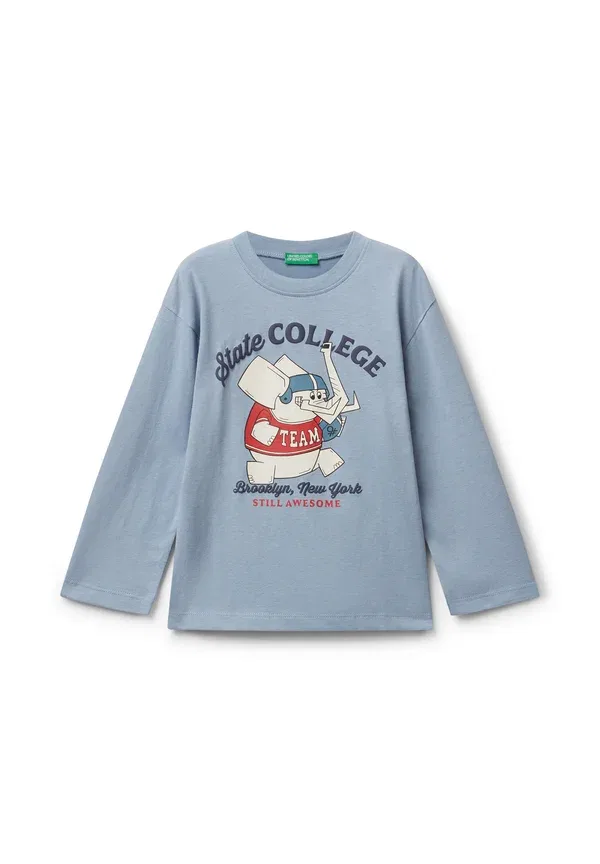 Топ с длинными рукавами и принтом United Colors Of Benetton, синий