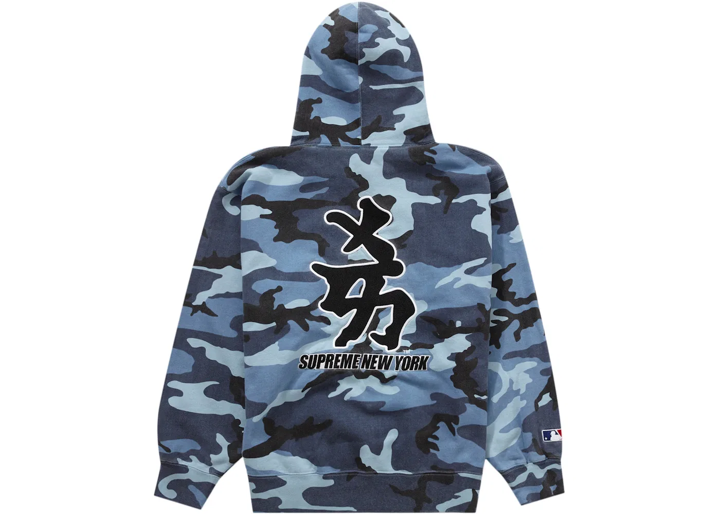 Мужской свитшот с капюшоном с принтом Supreme New York Yankees Kanji, Blue Camo — фото 2