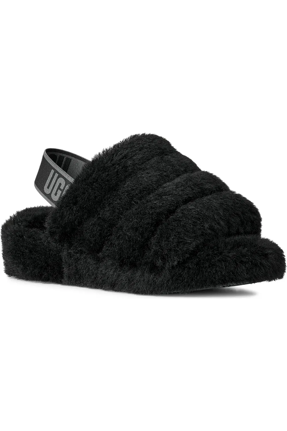 Сандалии детские с задней резинкой Fluff Yeah UGG, Black/Dark Shadow