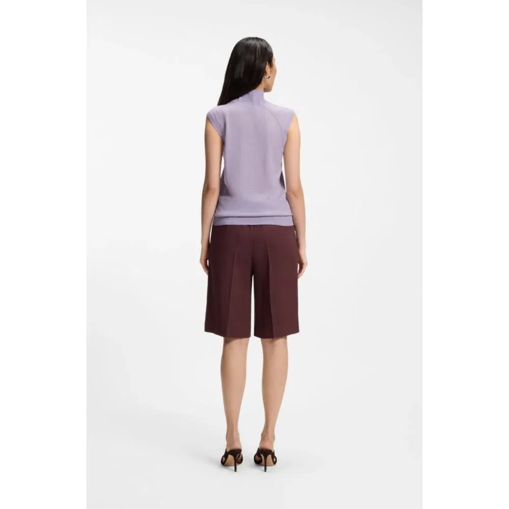 Женский топ без рукавов из шерсти мериноса BOSS, Light Purple — фото 4