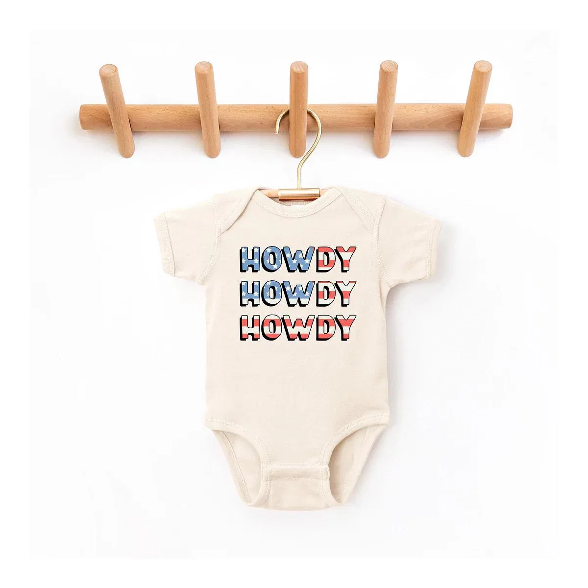Детский боди с коротким рукавом Howdy Flag Stacked The Juniper Shop, Natural