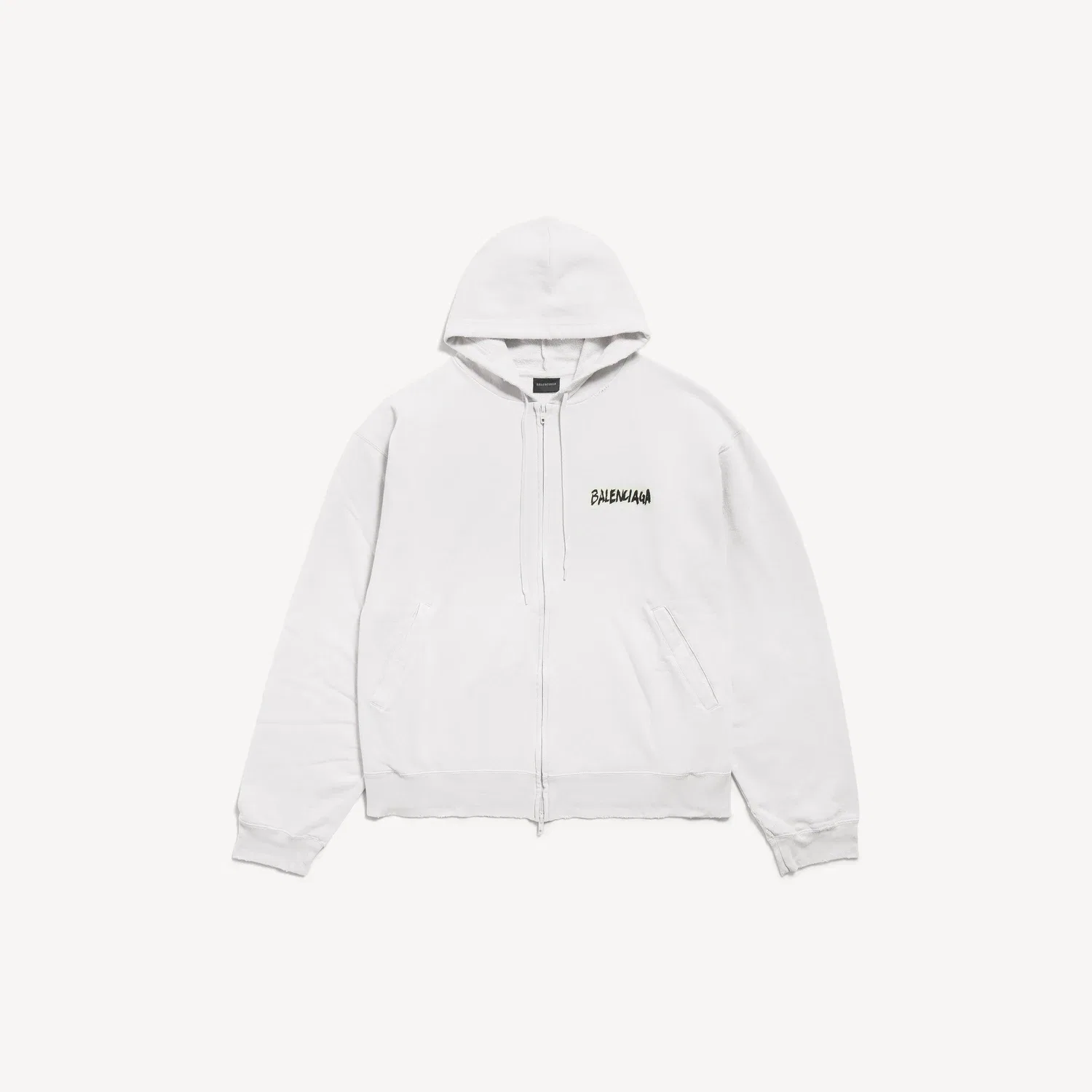 Мужская толстовка оверсайз на молнии Masking Tape BALENCIAGA, цвет Dirty White