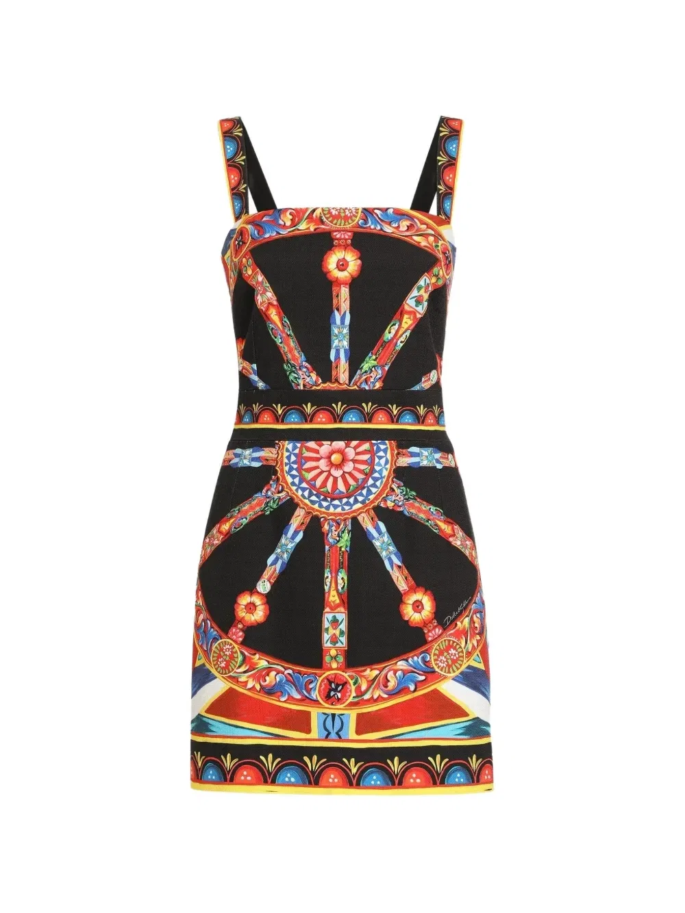 Короткое платье с принтом Carretto Dolce & Gabbana, черный