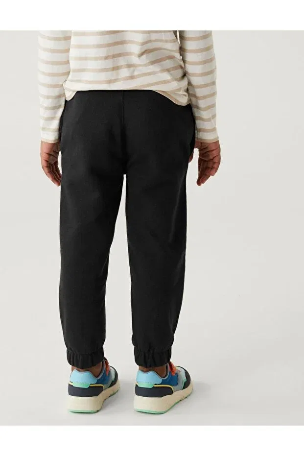 Детские спортивные штаны для мальчиков с принтом Regular fit sweatpants Marks & Spencer, Black — фото 4