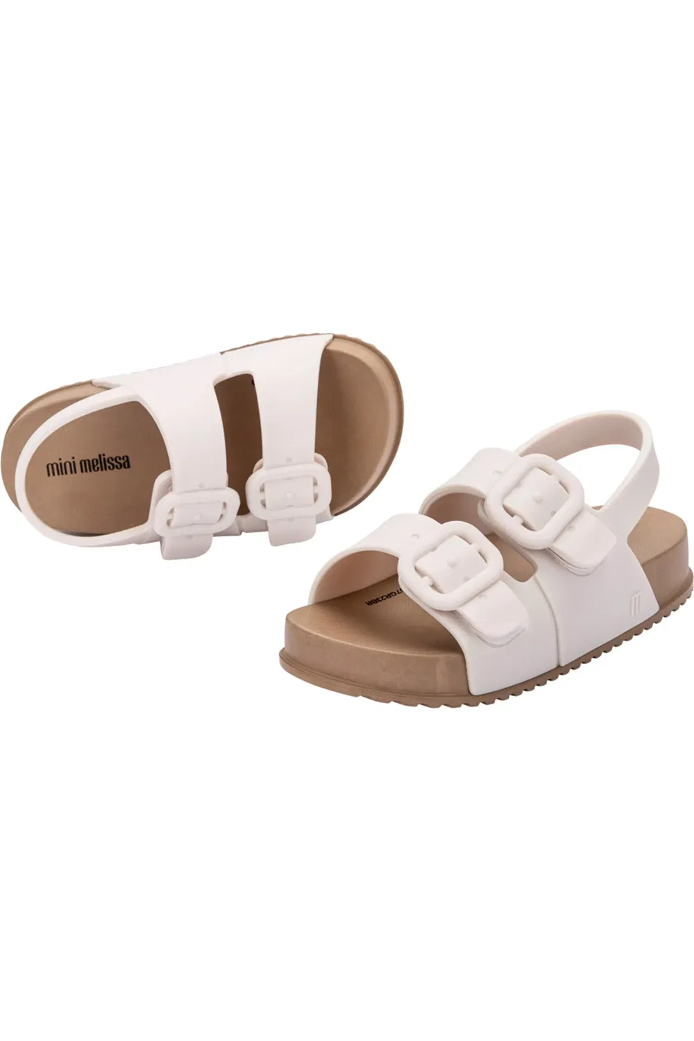 Сандалии детские с ремешком Mini Cozy Slingback Mini Melissa, коричневый/белый — фото 4