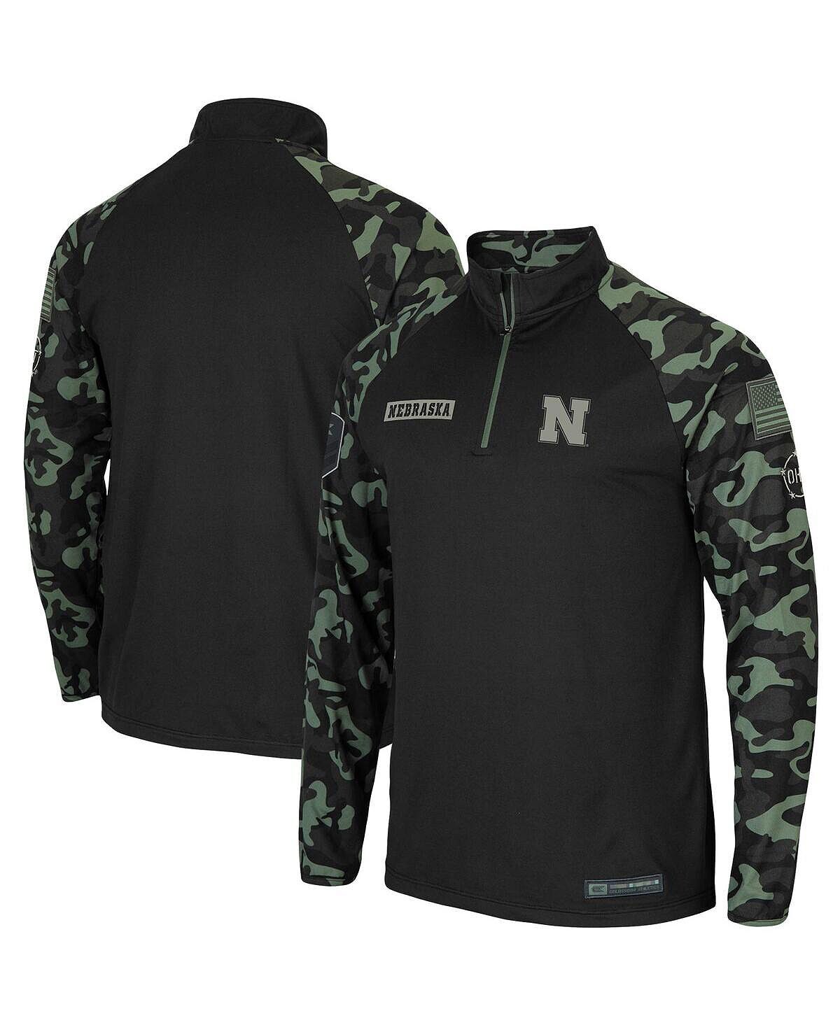 

Мужская черная куртка nebraska huskers oht в стиле милитари appreciation take flight raglan с молнией на четверть Colosseum, черный