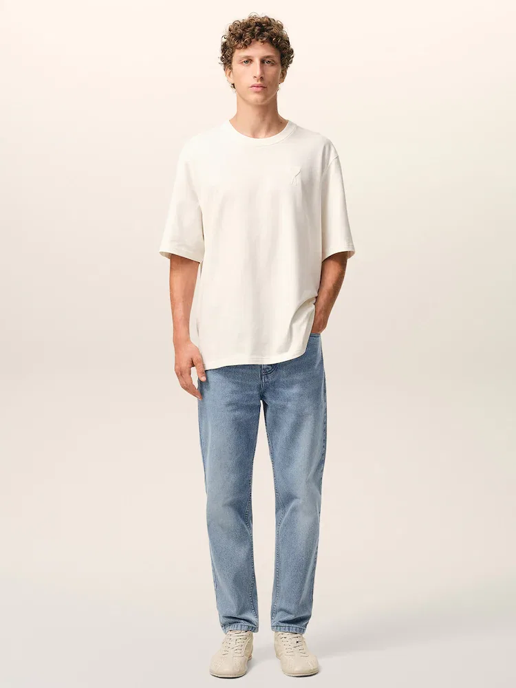 Джинсы tapered fit, Bleu Used AMI PARIS