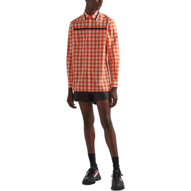 Мужская рубашка Regular Orange White PRADA — фото 3