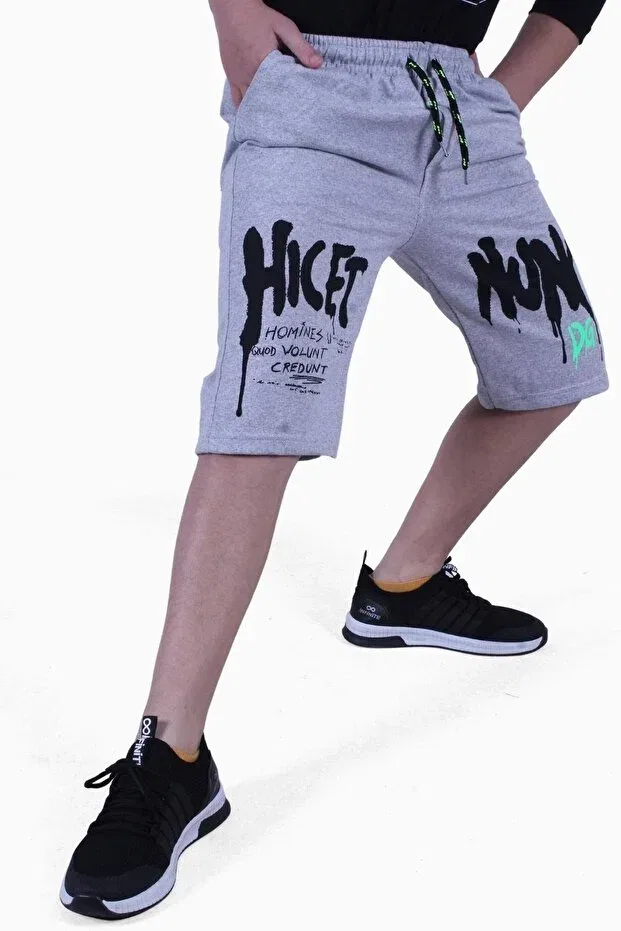 Детские шорты для мальчиков с принтом 3-предметный набор Fyk Collection, Gray-Black — фото 2