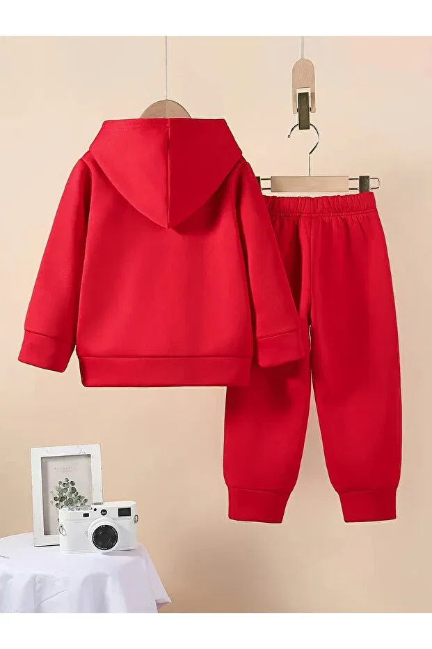Детский комплект для девочек с принтом Cinnamoroll girl premium 3rd yarn compact sweatshirt and sweatpants set Little Wears, Red — фото 2