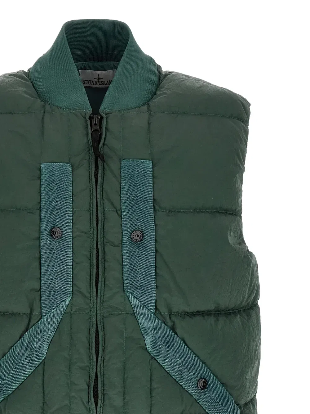 Нейлоновый жилет на подкладке из ткани Metal Stone Island, зеленый — фото 3