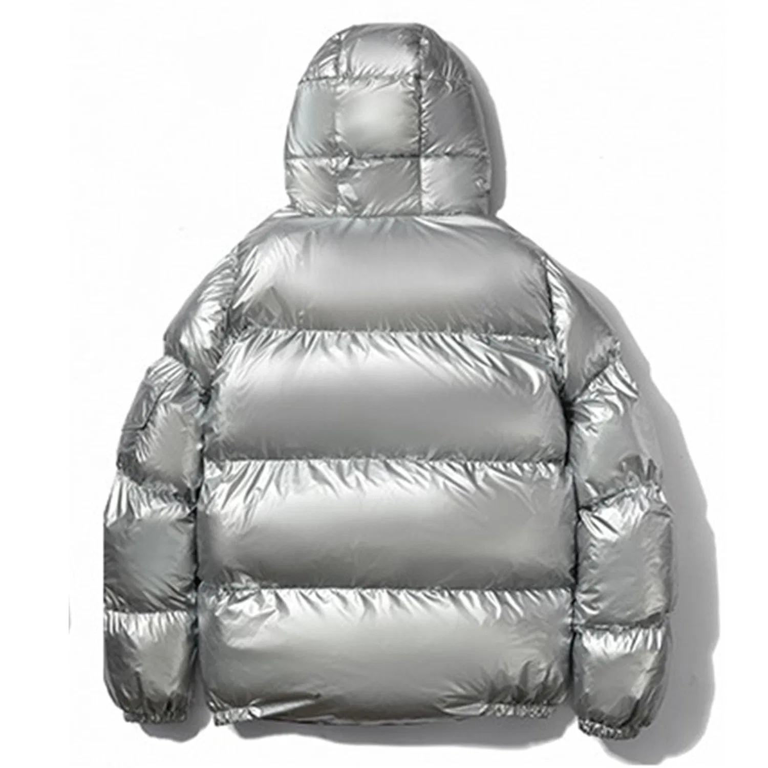 Мужская блестящая металлическая куртка с капюшоном и молнией, silver — фото 4