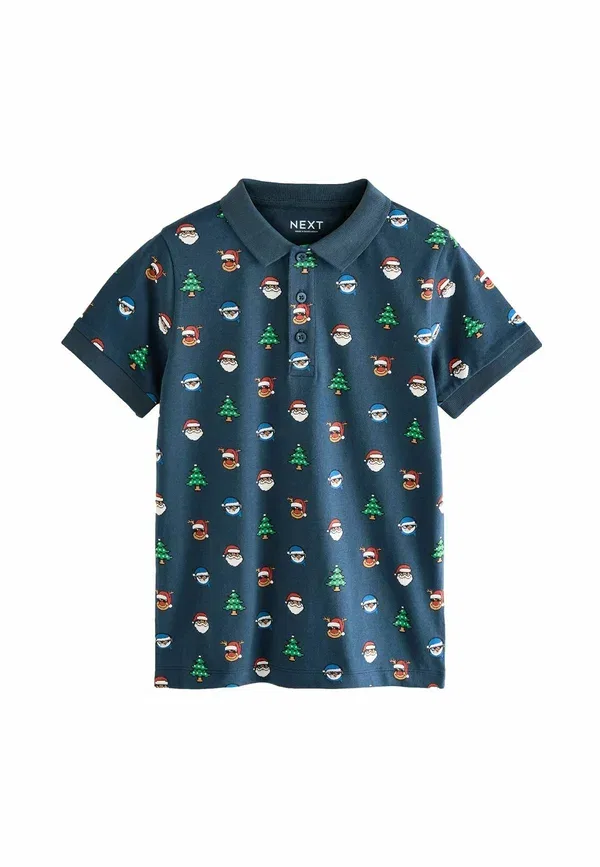 Футболка поло с принтом Christmas Short Sleeve Next, Navy Blue, темно-синий — фото 4