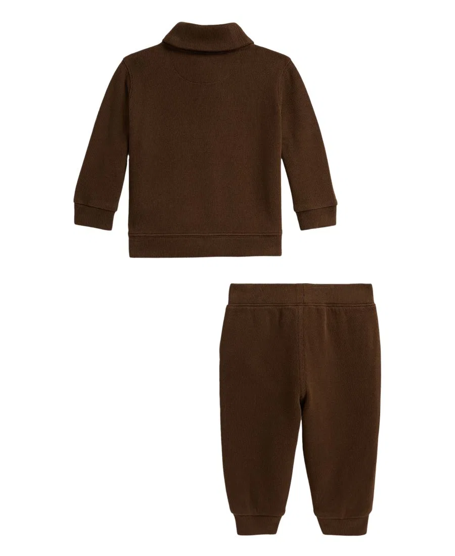 Комплект из свитшота и брюк для мальчика, с вышивкой Pony Polo Ralph Lauren, Chocolate — фото 2