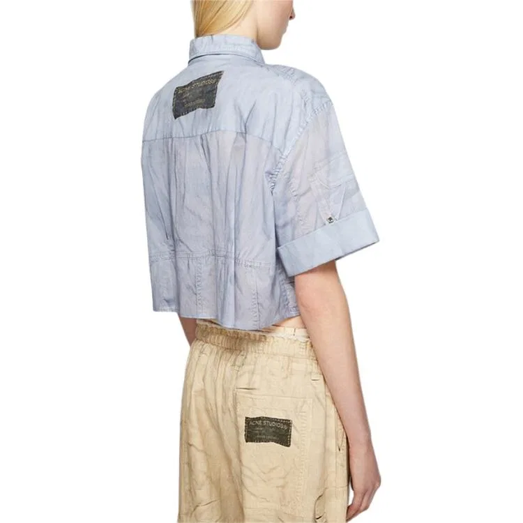 Женская рубашка с принтом Acne Studios, Light Blue — фото 3