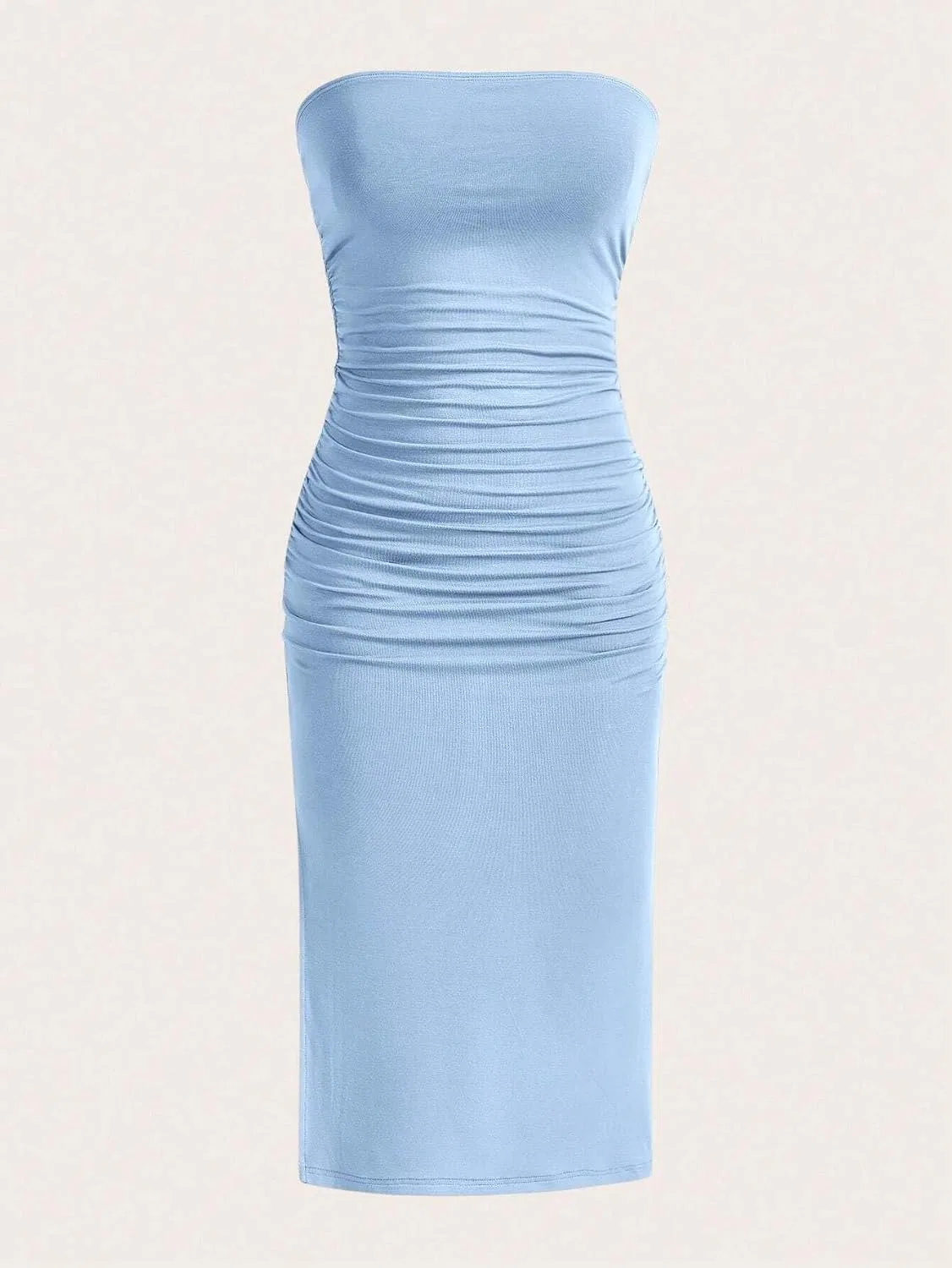 Женское облегающее платье миди с драпировкой Bodycon, Blue — фото 3