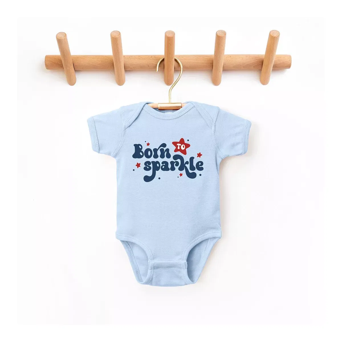 Детский боди для девочек с коротким рукавом Born To Sparkle The Juniper Shop, Light Blue