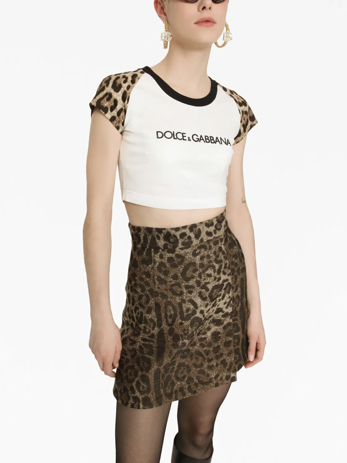 Dolce & Gabbana Мини-юбка с леопардовым принтом коричневая — фото 2