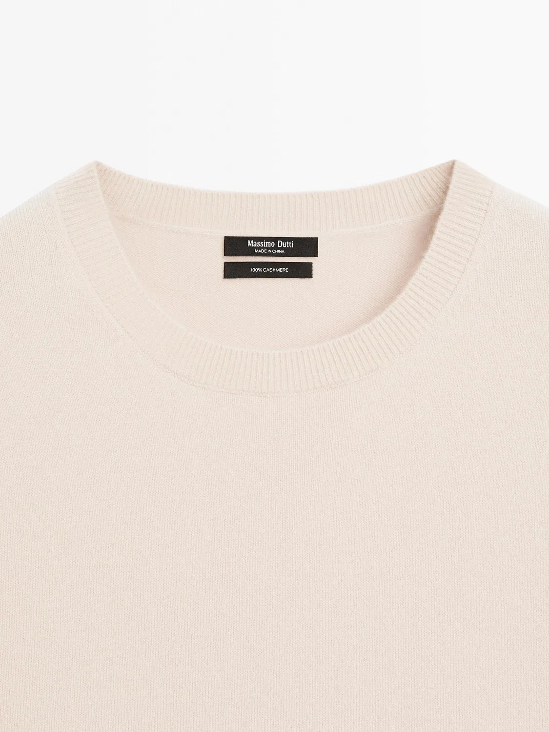 Свитер Massimo Dutti Knit 100% Cashmere Crew Neck, бежевый — фото 3