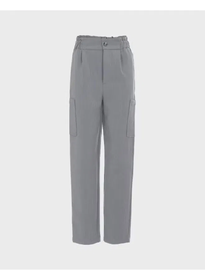 Брюки прямые с завязкой на поясе Zara, серый