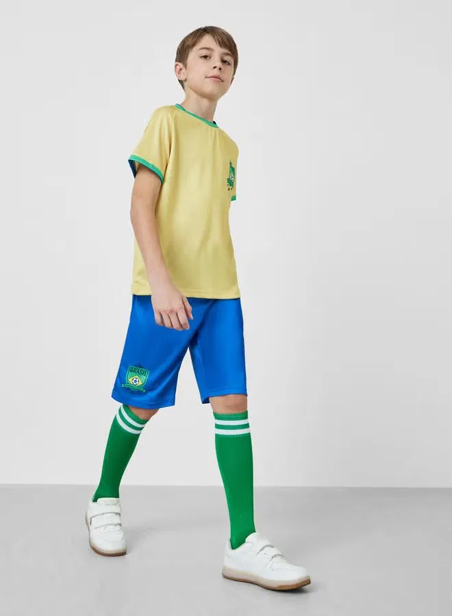 Комплект футболка и шорты с принтом Brazil Teens FIFA Styli, желтый — фото 2