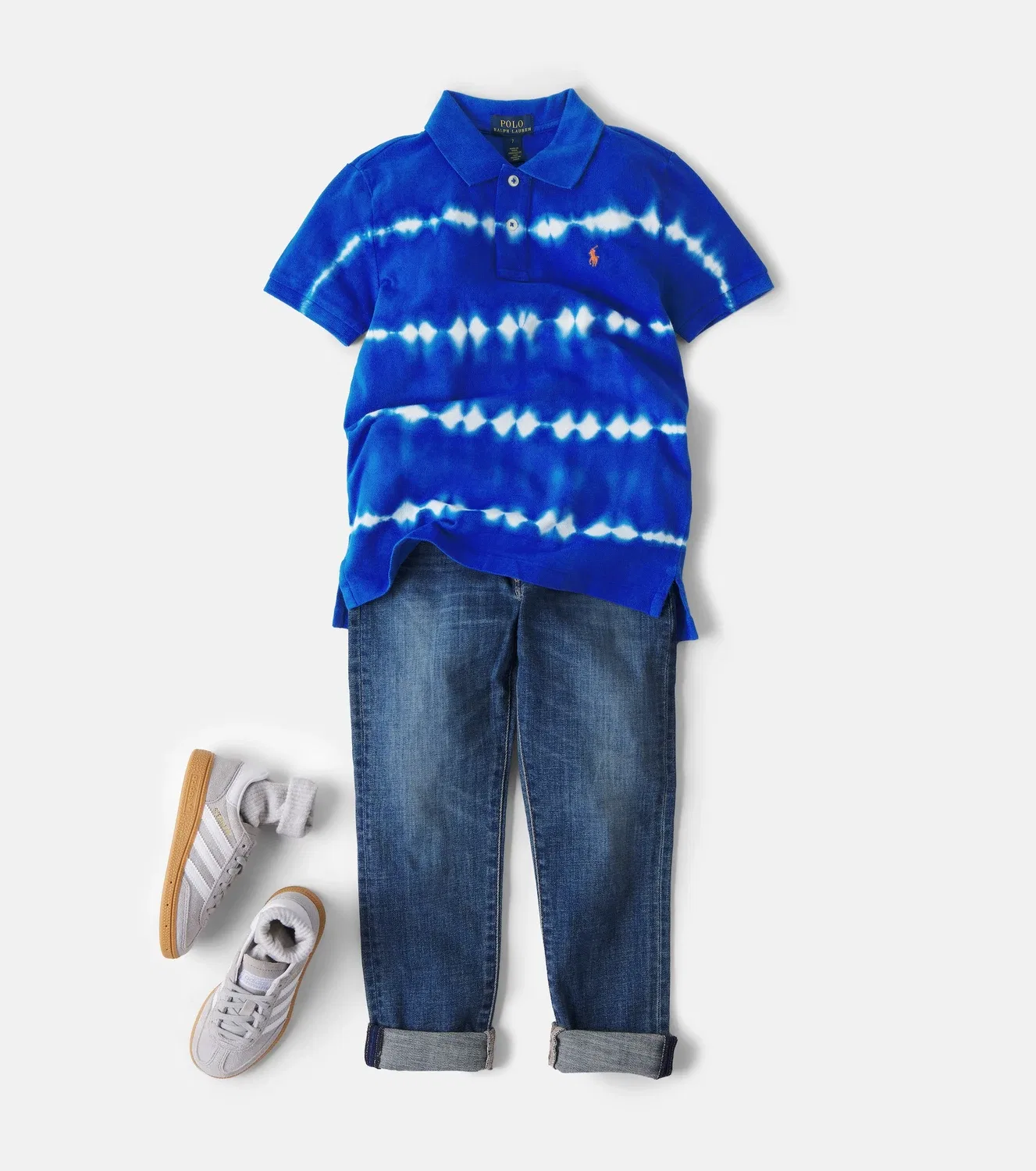 Футболка-поло тай-дай из хлопка Polo Ralph Lauren Kids, синий — фото 2