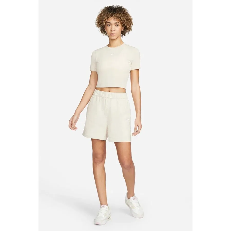 Шорты спортивные свободного кроя из джерси Nike Sportswear Essential Loose Fit, Бежевый — фото 4