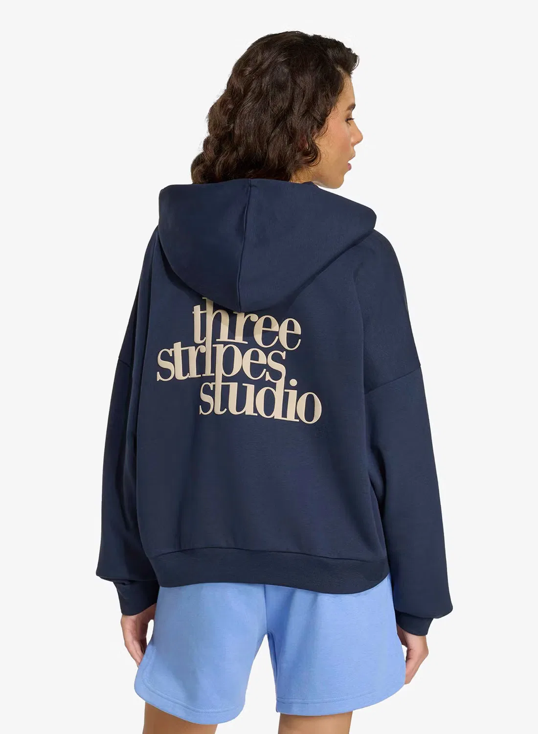 Худи с длинным рукавом 3-Stripes studio Adidas, темно-синий — фото 2