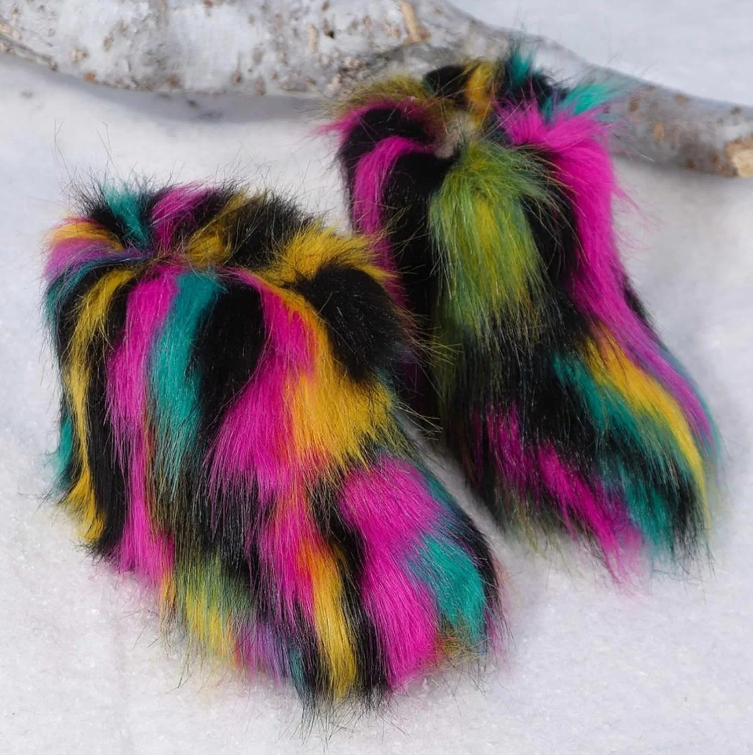 Детские зимние сапоги для девочек с меховой подкладкой FUNCOS, Yellow Hotpink Green — фото 4
