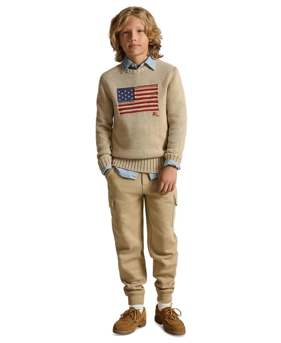 Детские флисовые карго-джоггеры Polo Ralph Lauren, Classic Khaki — фото 2