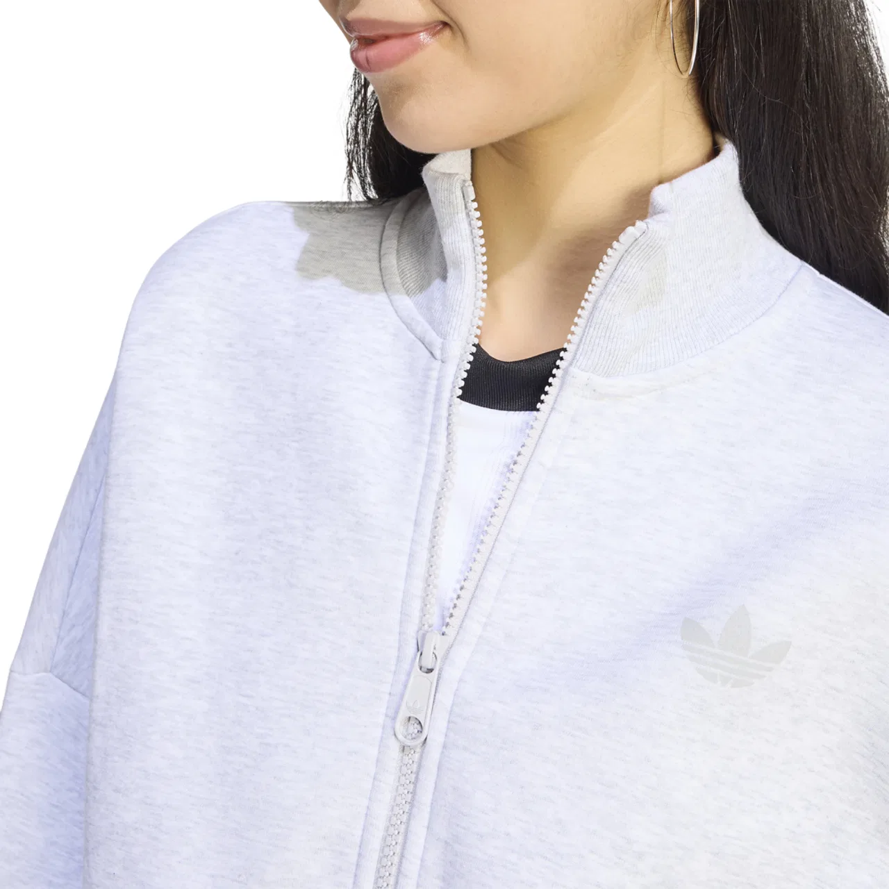 Женская куртка Spacer Track Top Adidas, цвет Light Grey Heather/Reflective Silver/Grey — фото 4