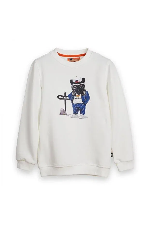Детская толстовка для девочек с круглым вырезом Bad Bear, C04 Off-White
