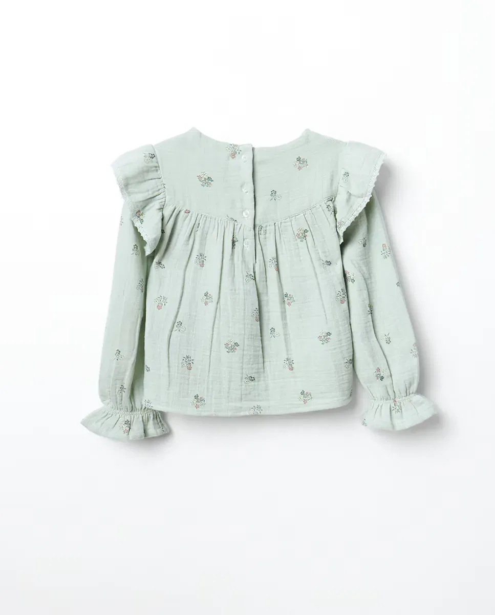 Детская блуза для девочек с принтом Blusa Bambula Print 582 Sfera, Verde Agua — фото 3