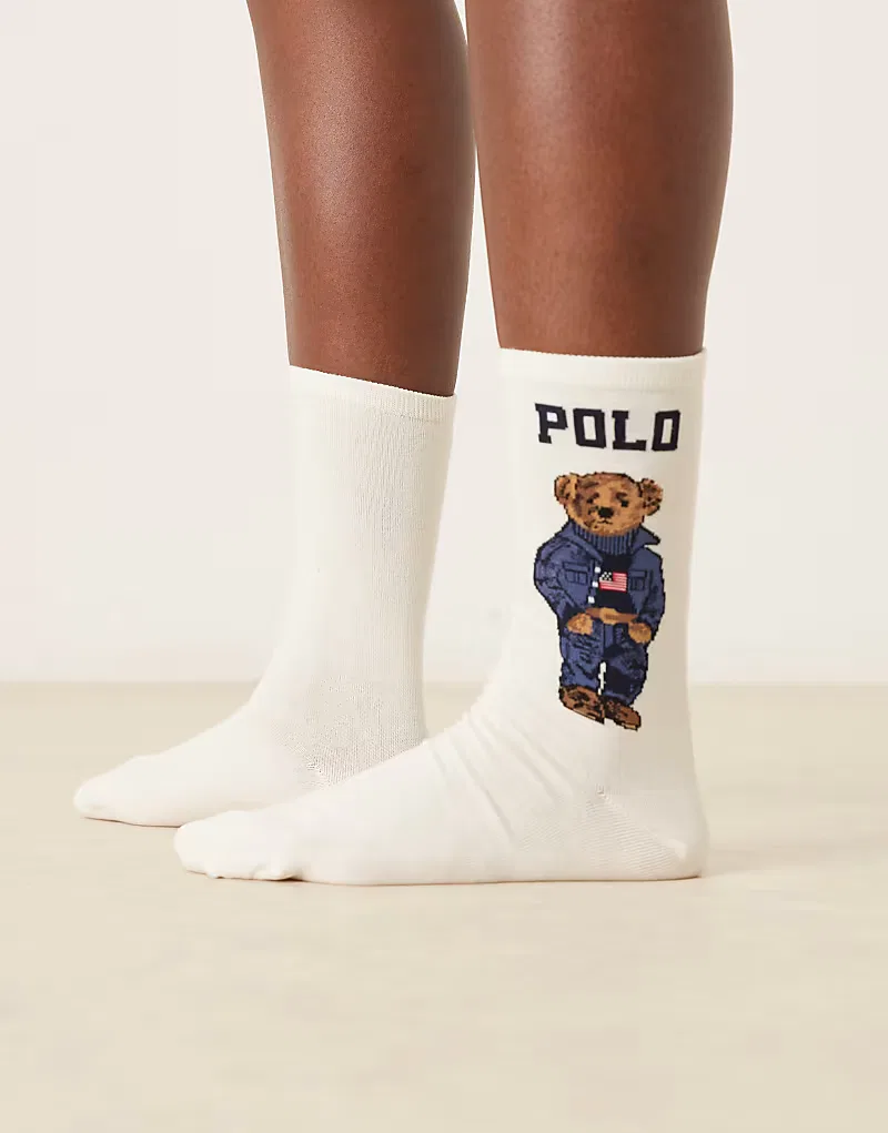 Носки Polo Ralph Lauren с логотипом медведя, кремовый