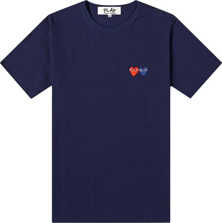 

Футболка Comme des Garçons PLAY Navy & Red Double Heart T-Shirt 'Navy', синий