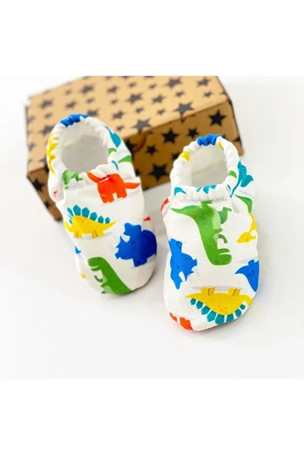 Детские пинетки из натуральной кожи с принтом Babycitytr, White
