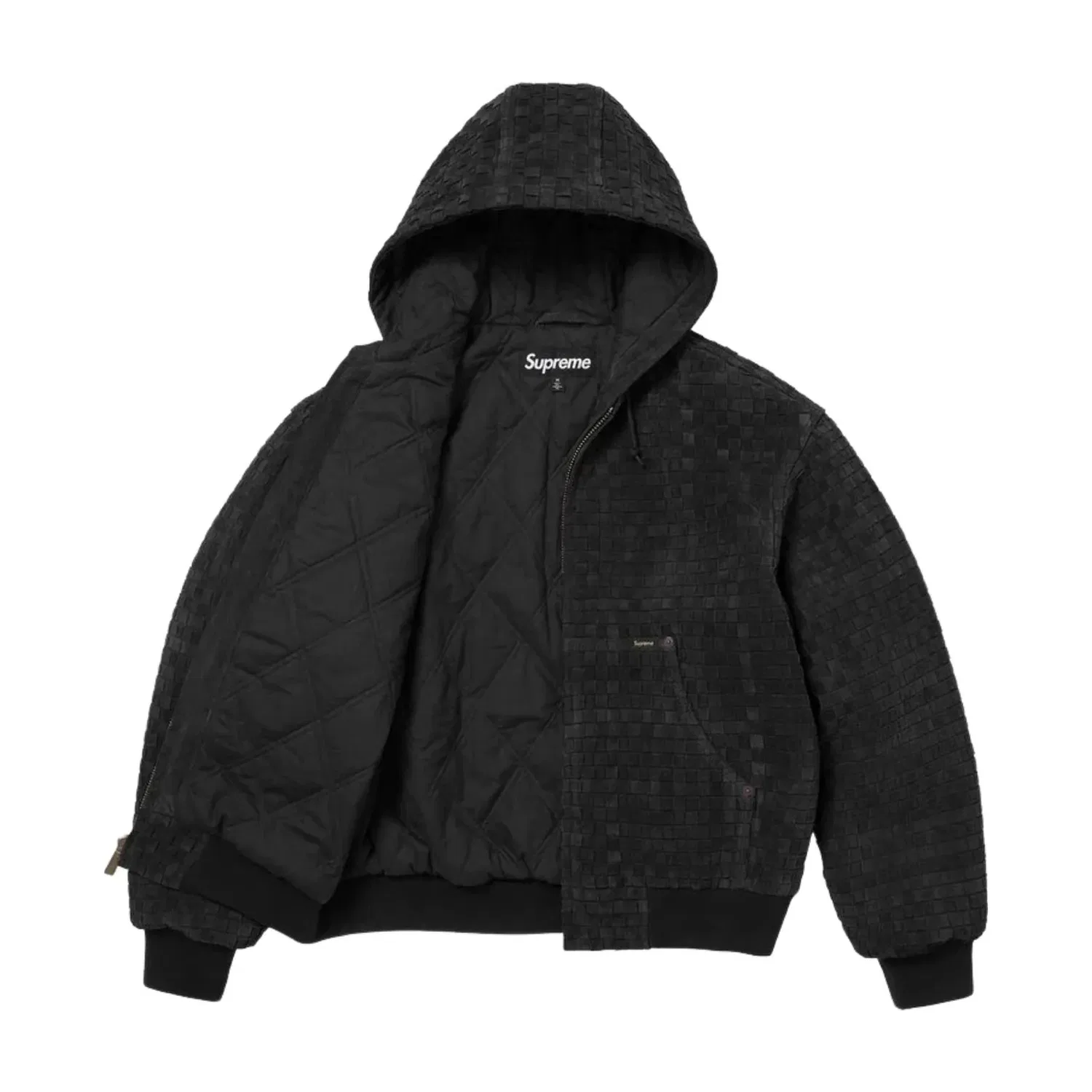 Мужская куртка FW26 Woven Suede Hooded Work Jacket 'Black' Supreme, черный — фото 2