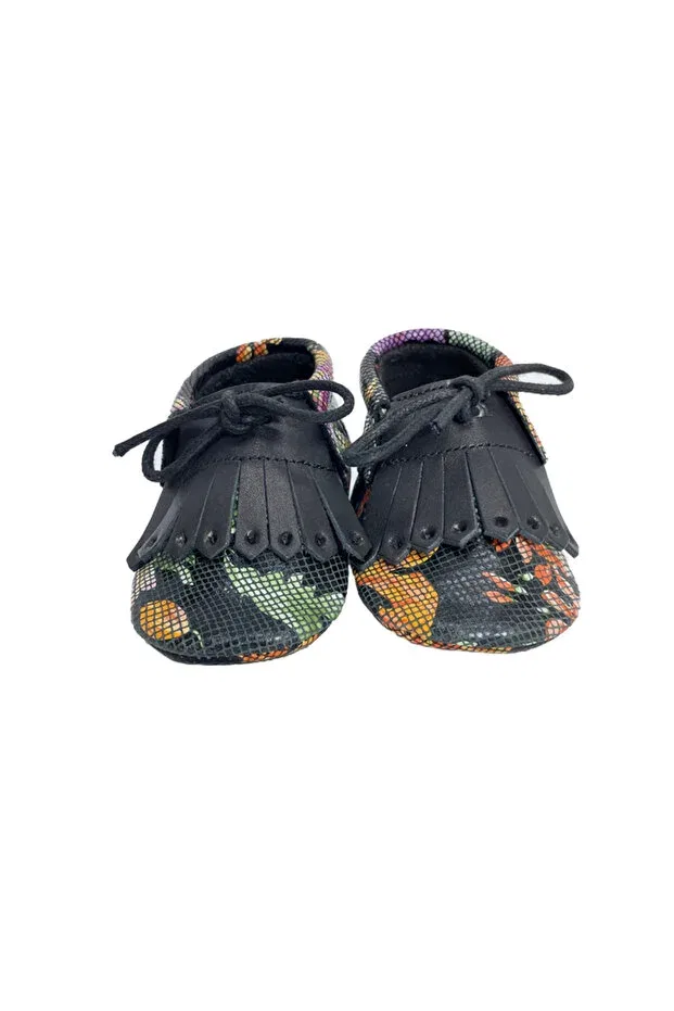 Детские кожаные туфли для мальчиков с кисточками Evokids, Black